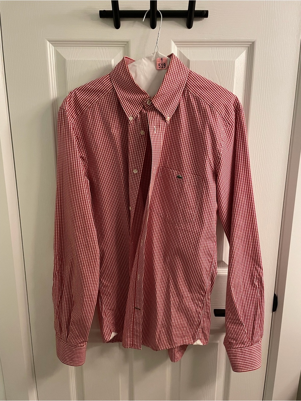Lacoste Red Gingham Long-Sleeve Button-Down Shirt